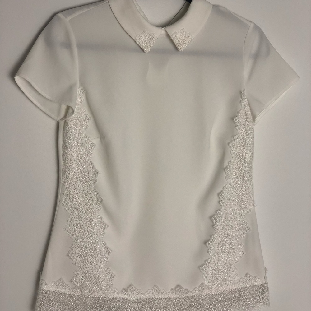 Ted baker- white collar top with lace details
